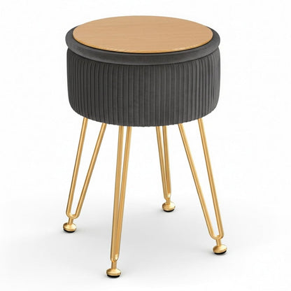 Artiss Furniture > Living Room > Ottomans & Footstools Artiss Ottoman Storage Foot Stool Vanity Velvet Round Grey