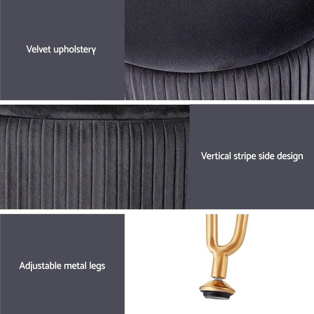 Artiss Furniture > Living Room > Ottomans & Footstools Artiss Ottoman Storage Foot Stool Vanity Velvet Round Grey