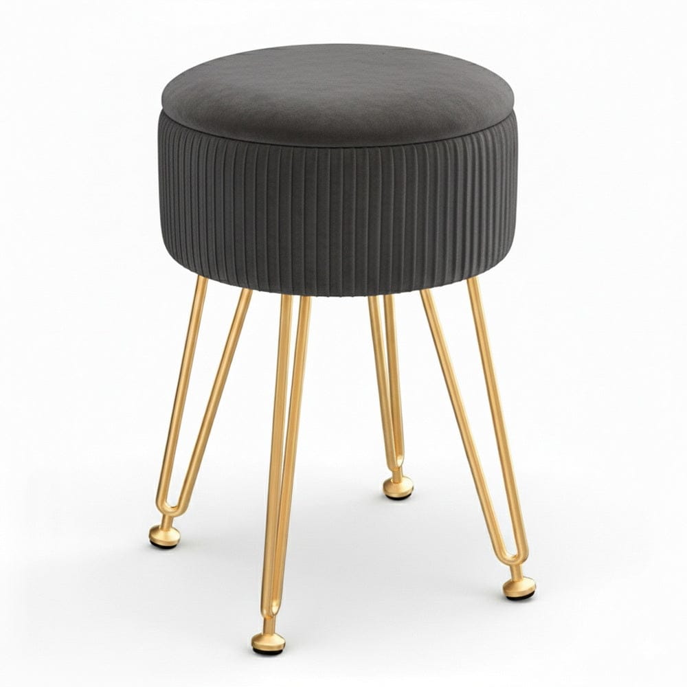 Artiss Furniture > Living Room > Ottomans & Footstools Artiss Ottoman Storage Foot Stool Vanity Velvet Round Grey