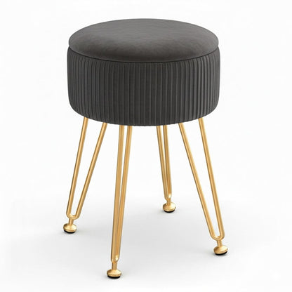 Artiss Furniture > Living Room > Ottomans & Footstools Artiss Ottoman Storage Foot Stool Vanity Velvet Round Grey