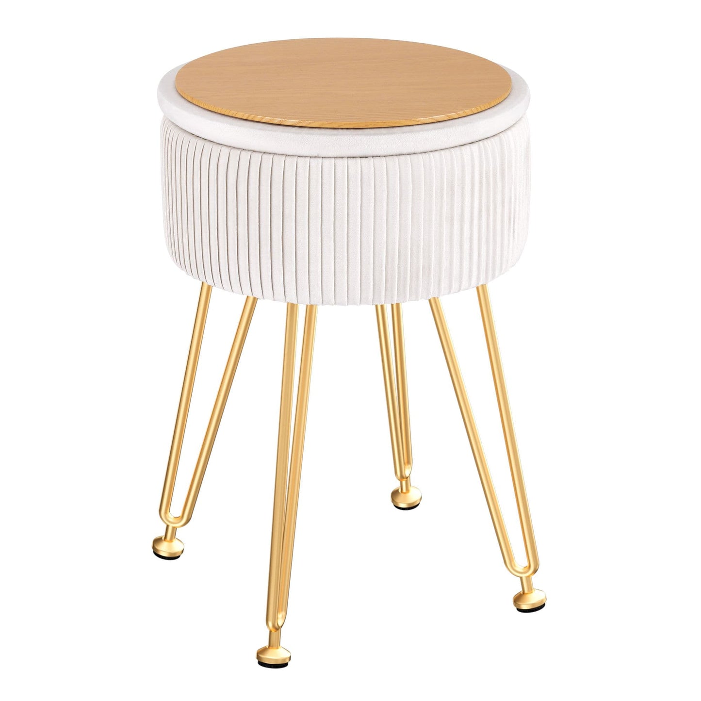 Artiss Furniture > Living Room > Ottomans & Footstools Artiss Ottoman Storage Foot Stool Vanity Velvet Round White