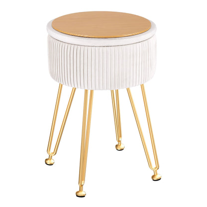 Artiss Furniture > Living Room > Ottomans & Footstools Artiss Ottoman Storage Foot Stool Vanity Velvet Round White