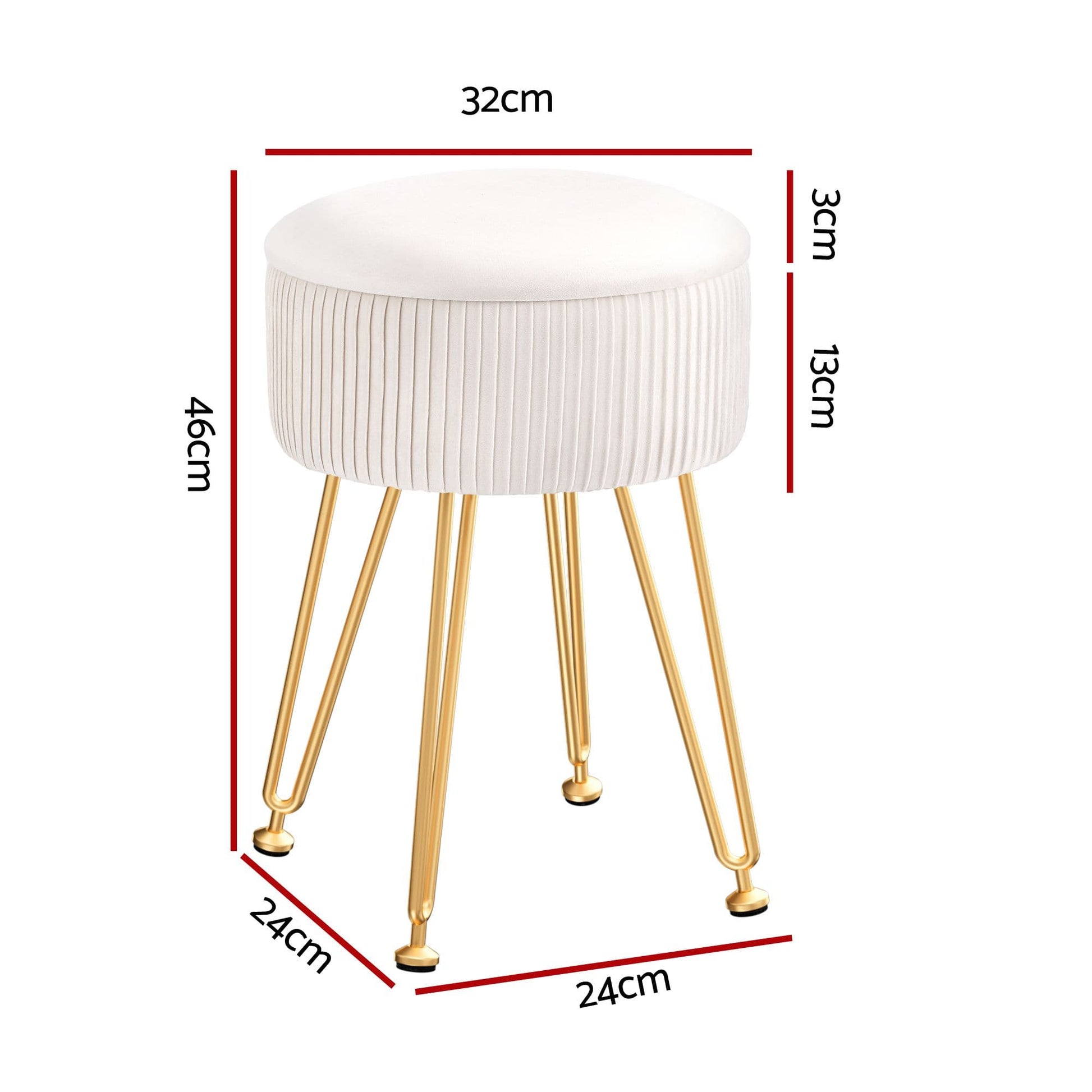 Artiss Furniture > Living Room > Ottomans & Footstools Artiss Ottoman Storage Foot Stool Vanity Velvet Round White