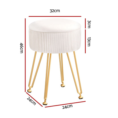 Artiss Furniture > Living Room > Ottomans & Footstools Artiss Ottoman Storage Foot Stool Vanity Velvet Round White