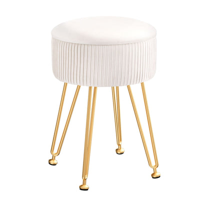 Artiss Furniture > Living Room > Ottomans & Footstools Artiss Ottoman Storage Foot Stool Vanity Velvet Round White