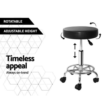 Artiss Furniture > Living Room > Ottomans & Footstools Artiss Salon Stool Round Swivel Chair Black