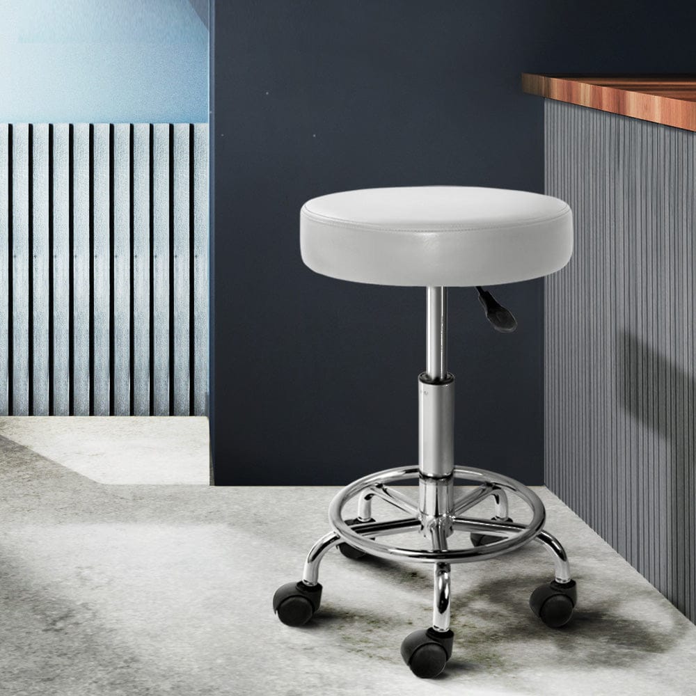 Artiss Furniture > Living Room > Ottomans & Footstools Artiss Salon Stool Round Swivel Chair White