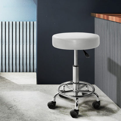 Artiss Furniture > Living Room > Ottomans & Footstools Artiss Salon Stool Round Swivel Chair White