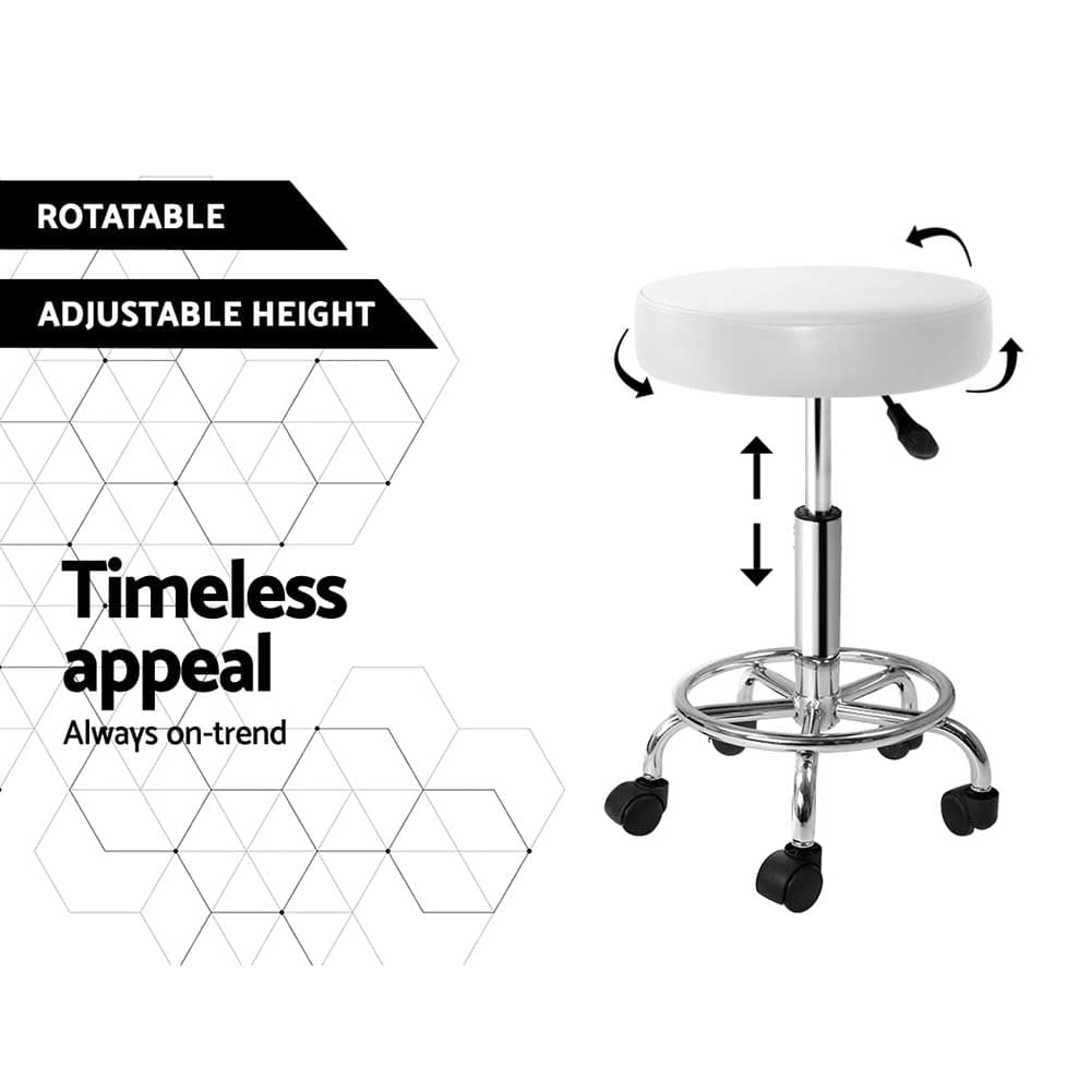 Artiss Furniture > Living Room > Ottomans & Footstools Artiss Salon Stool Round Swivel Chair White