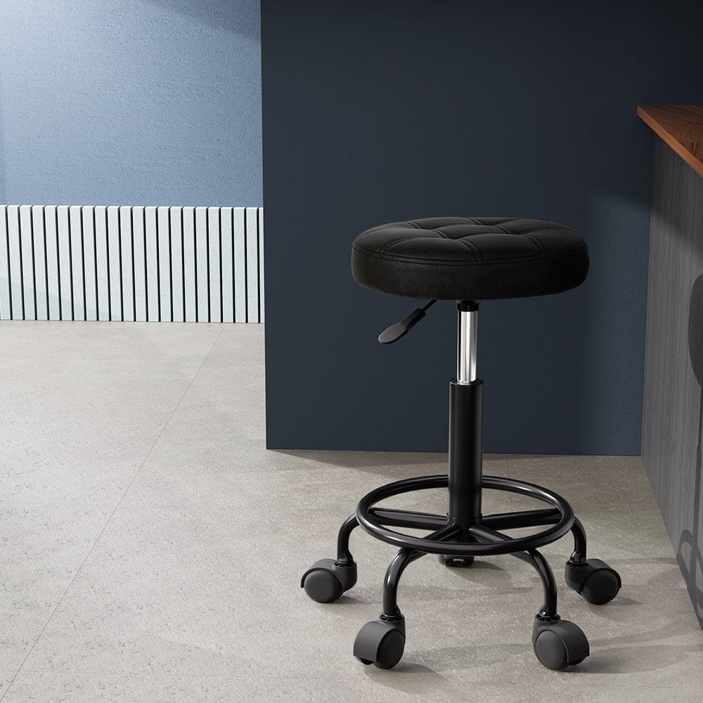 Artiss Furniture > Living Room > Ottomans & Footstools Artiss Salon Stool Round Swivel Chairs Black