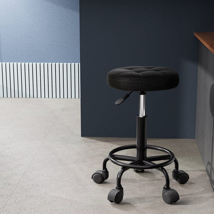 Artiss Furniture > Living Room > Ottomans & Footstools Artiss Salon Stool Round Swivel Chairs Black