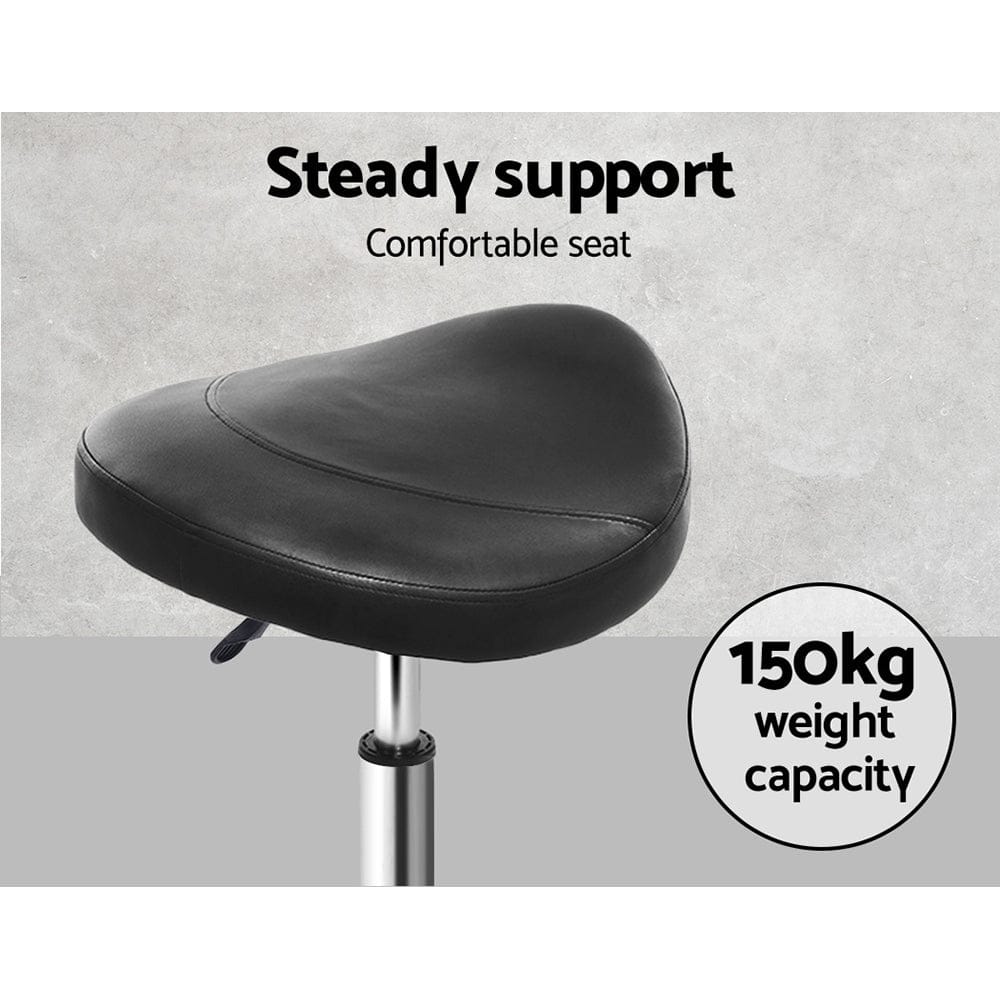 Artiss Furniture > Living Room > Ottomans & Footstools Artiss Salon Stool Saddle Swivel Chair Black