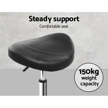 Artiss Furniture > Living Room > Ottomans & Footstools Artiss Salon Stool Saddle Swivel Chair Black