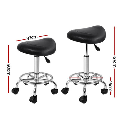 Artiss Furniture > Living Room > Ottomans & Footstools Artiss Salon Stool Saddle Swivel Chair Black
