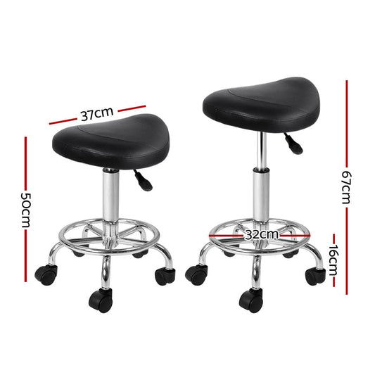 Artiss Furniture > Living Room > Ottomans & Footstools Artiss Salon Stool Saddle Swivel Chair Black