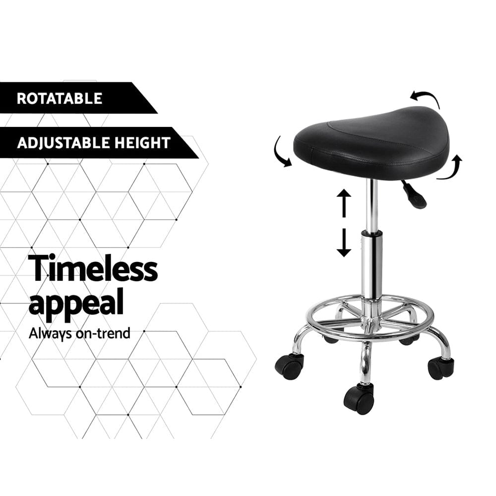 Artiss Furniture > Living Room > Ottomans & Footstools Artiss Salon Stool Saddle Swivel Chair Black