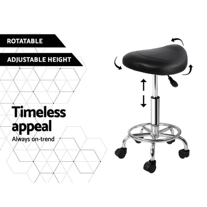 Artiss Furniture > Living Room > Ottomans & Footstools Artiss Salon Stool Saddle Swivel Chair Black