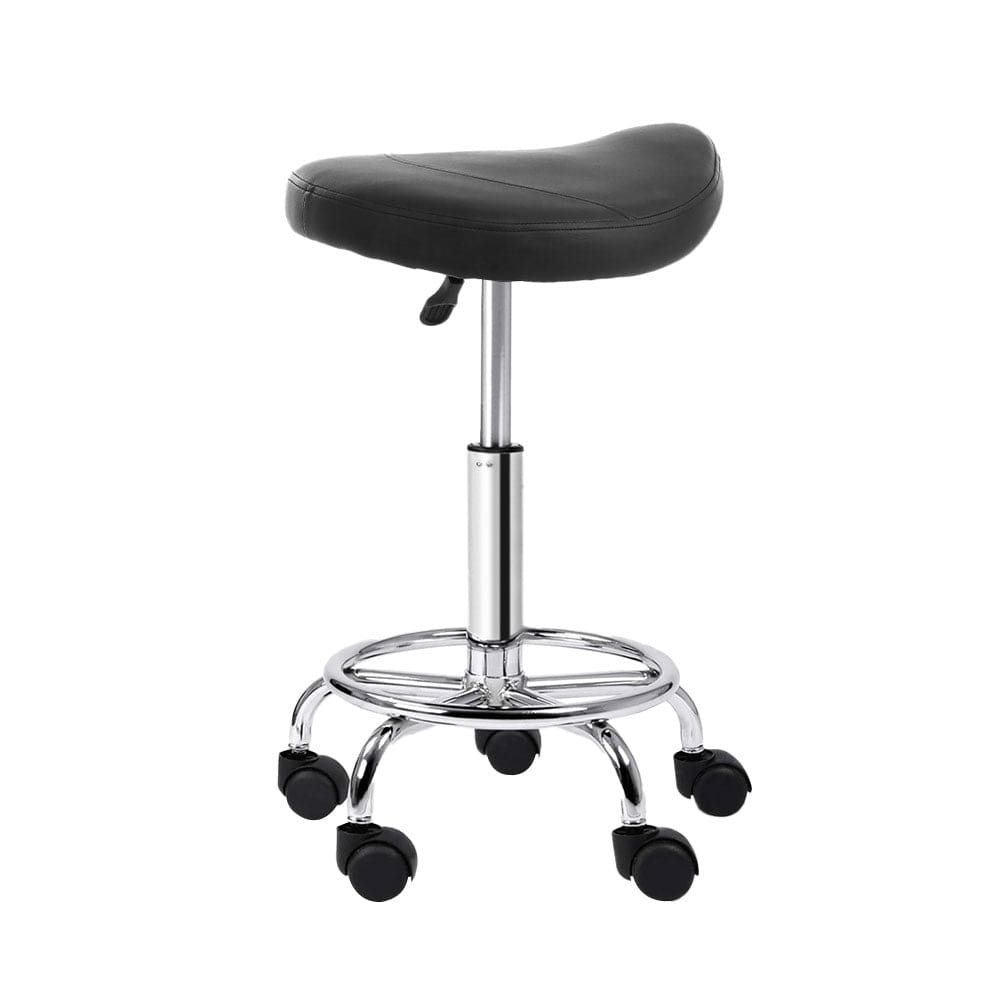 Artiss Furniture > Living Room > Ottomans & Footstools Artiss Salon Stool Saddle Swivel Chair Black