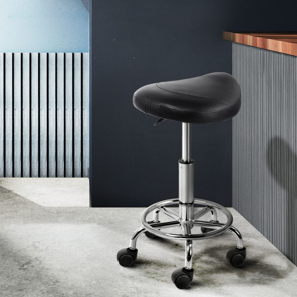Artiss Furniture > Living Room > Ottomans & Footstools Artiss Salon Stool Saddle Swivel Chair Black