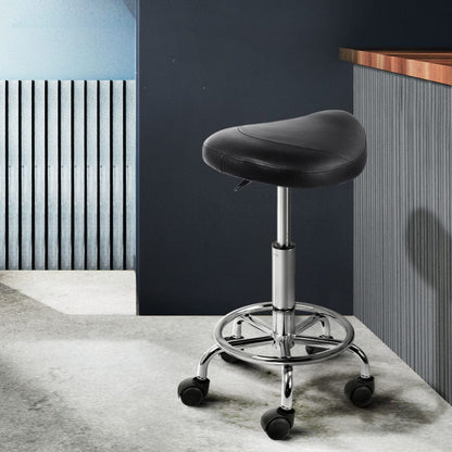 Artiss Furniture > Living Room > Ottomans & Footstools Artiss Salon Stool Saddle Swivel Chair Black