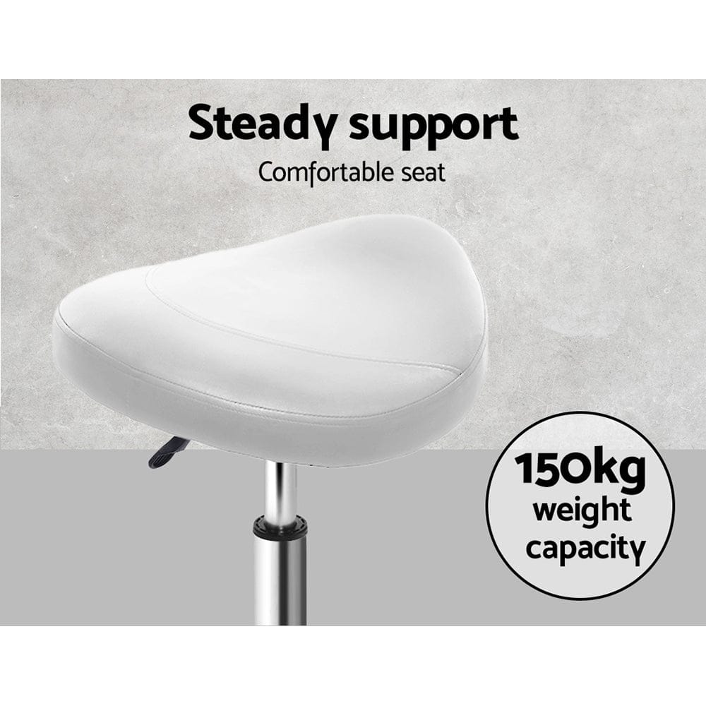 Artiss Furniture > Living Room > Ottomans & Footstools Artiss Salon Stool Saddle Swivel Chair White