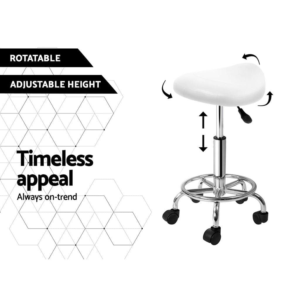 Artiss Furniture > Living Room > Ottomans & Footstools Artiss Salon Stool Saddle Swivel Chair White