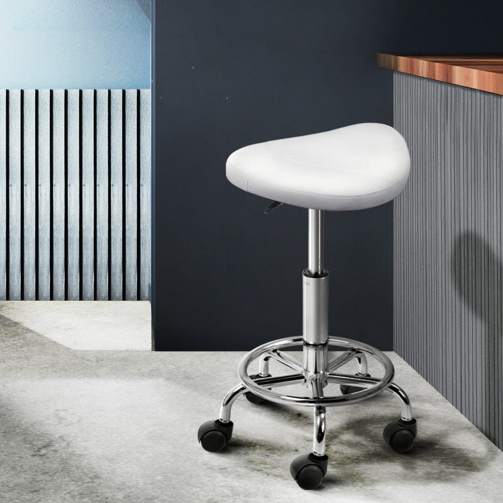 Artiss Furniture > Living Room > Ottomans & Footstools Artiss Salon Stool Saddle Swivel Chair White