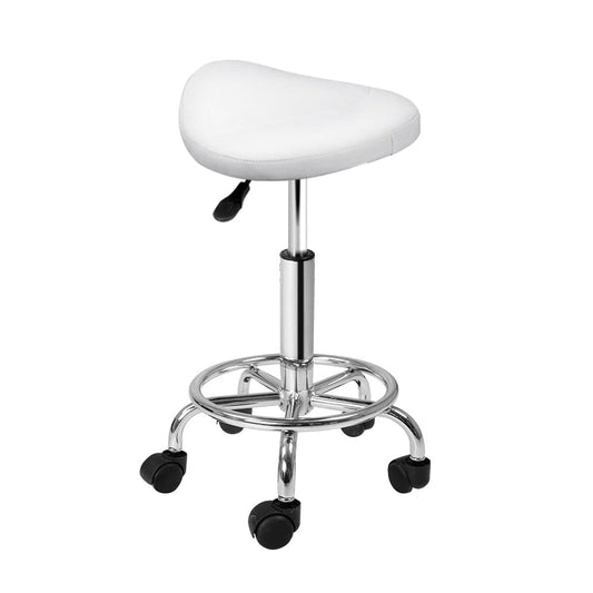 Artiss Furniture > Living Room > Ottomans & Footstools Artiss Salon Stool Saddle Swivel Chair White