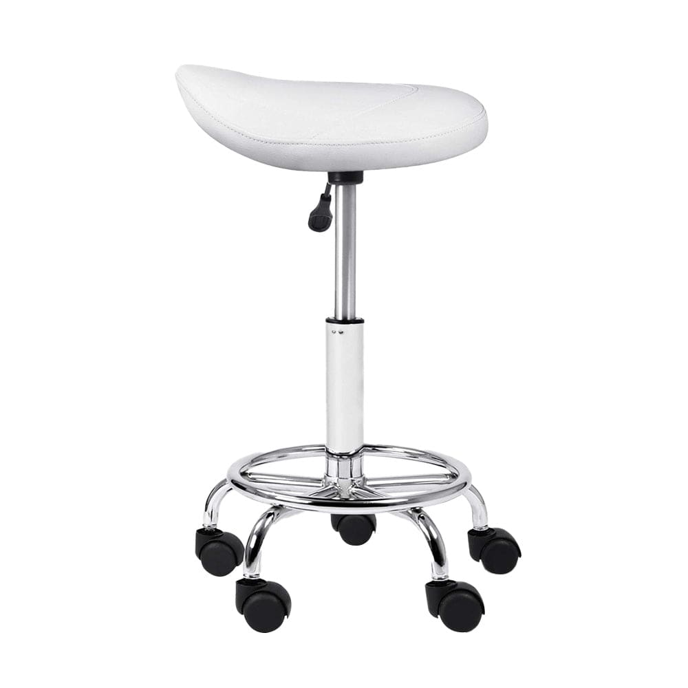 Artiss Furniture > Living Room > Ottomans & Footstools Artiss Salon Stool Saddle Swivel Chair White