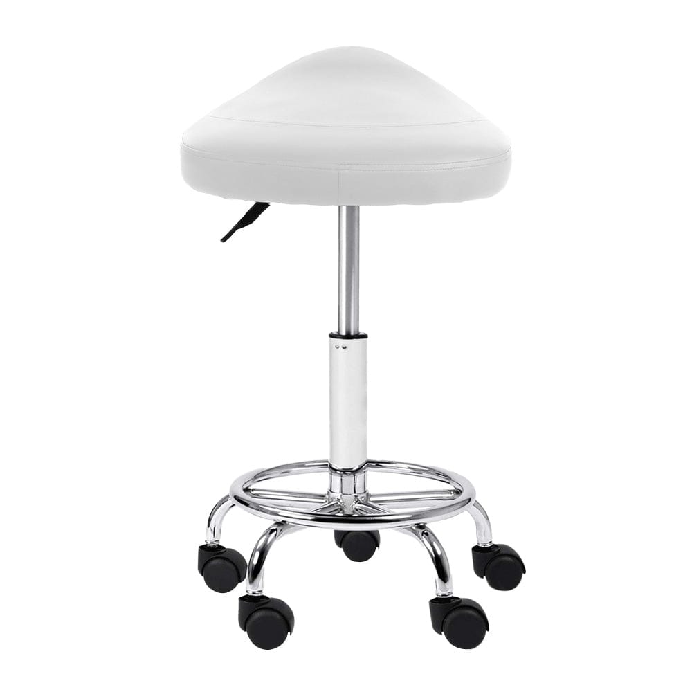 Artiss Furniture > Living Room > Ottomans & Footstools Artiss Salon Stool Saddle Swivel Chair White