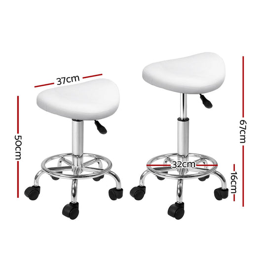 Artiss Furniture > Living Room > Ottomans & Footstools Artiss Salon Stool Saddle Swivel Chair White
