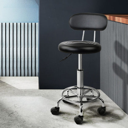 Artiss Furniture > Living Room > Ottomans & Footstools Artiss Salon Stool Swivel Chair Backrest Black