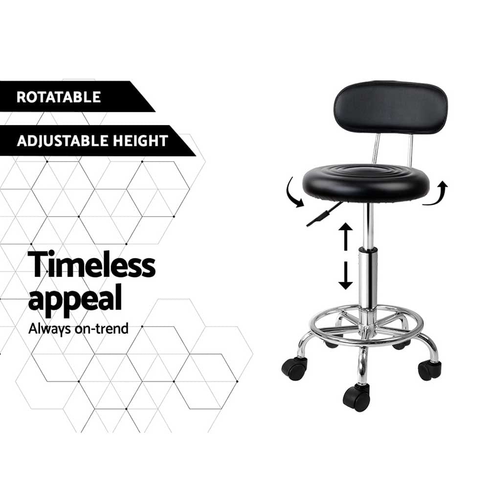 Artiss Furniture > Living Room > Ottomans & Footstools Artiss Salon Stool Swivel Chair Backrest Black