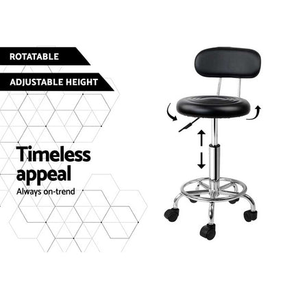 Artiss Furniture > Living Room > Ottomans & Footstools Artiss Salon Stool Swivel Chair Backrest Black