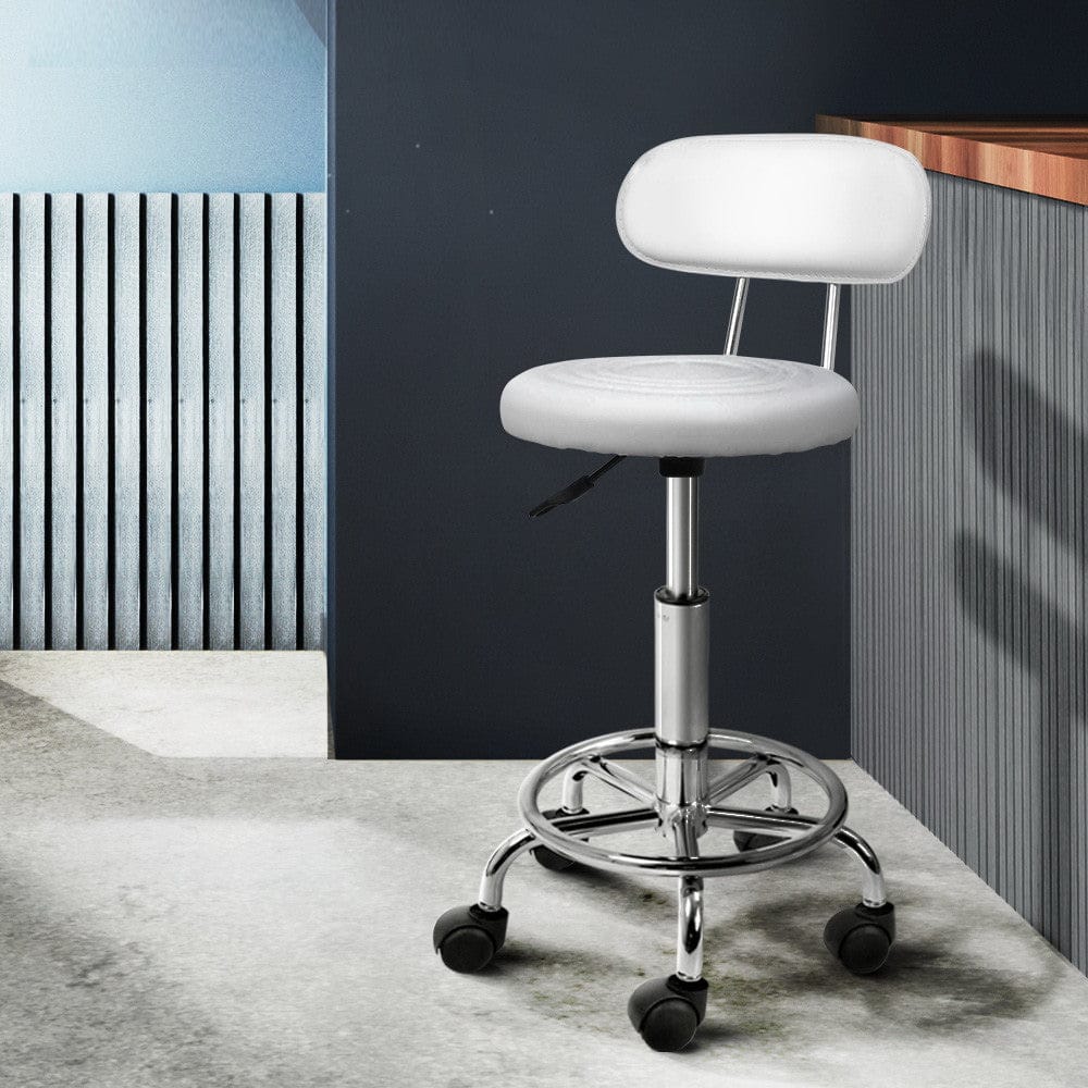 Artiss Furniture > Living Room > Ottomans & Footstools Artiss Salon Stool Swivel Chair Backrest White