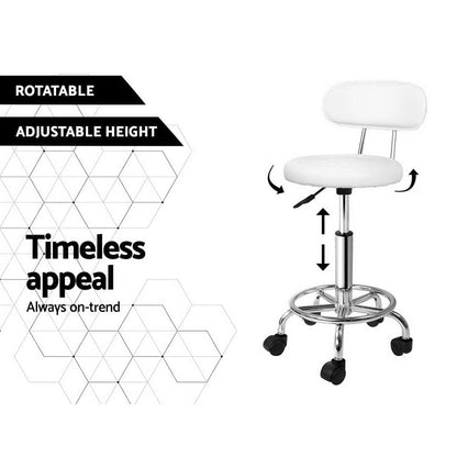 Artiss Furniture > Living Room > Ottomans & Footstools Artiss Salon Stool Swivel Chair Backrest White