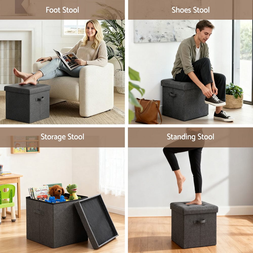 Artiss Furniture > Living Room > Ottomans & Footstools Artiss Storage Ottoman Rest Foot Stool Foldable