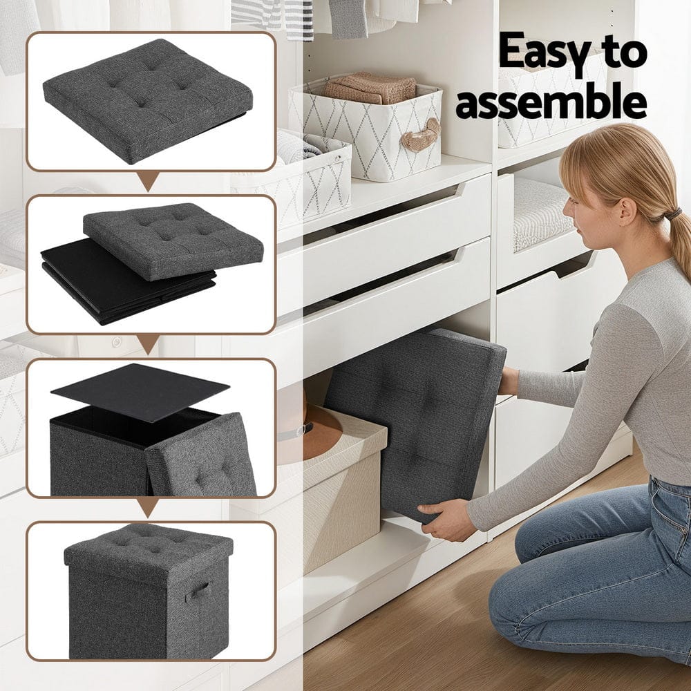 Artiss Furniture > Living Room > Ottomans & Footstools Artiss Storage Ottoman Rest Foot Stool Foldable