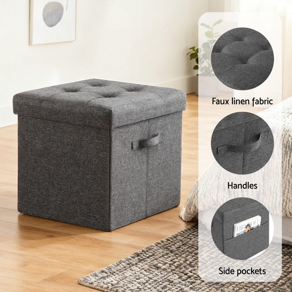 Artiss Furniture > Living Room > Ottomans & Footstools Artiss Storage Ottoman Rest Foot Stool Foldable