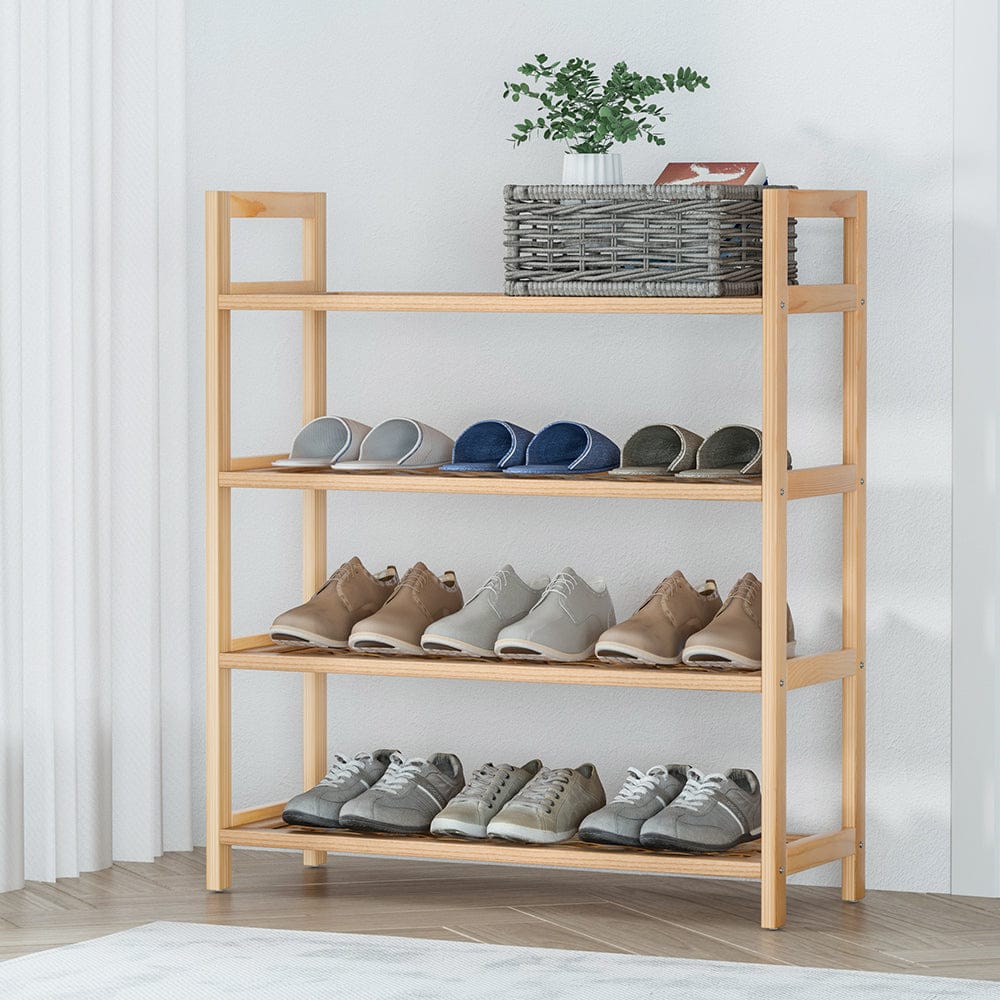 Artiss Furniture > Living Room > Shoe Storage Artiss 4-tier Shoe Rack 12 Pairs Shoe Storage Weaved Shelves
