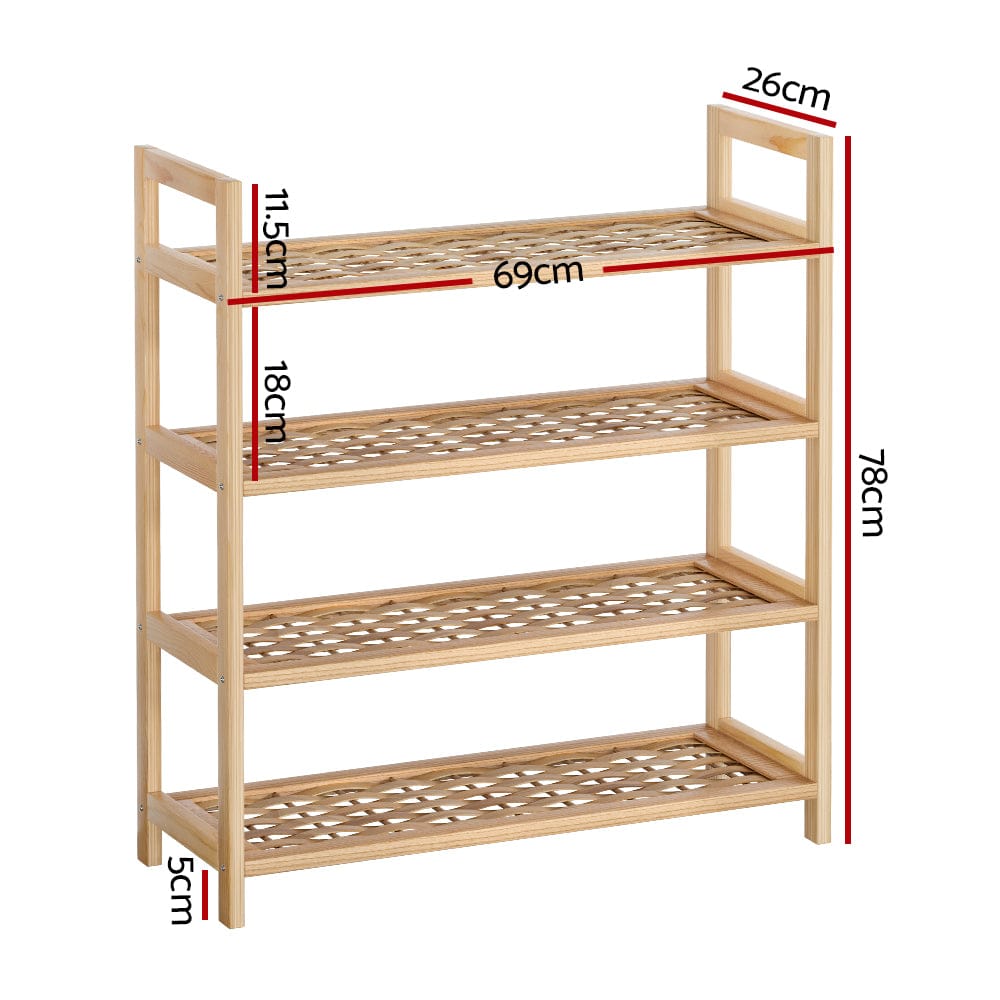 Artiss Furniture > Living Room > Shoe Storage Artiss 4-tier Shoe Rack 12 Pairs Shoe Storage Weaved Shelves