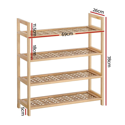 Artiss Furniture > Living Room > Shoe Storage Artiss 4-tier Shoe Rack 12 Pairs Shoe Storage Weaved Shelves