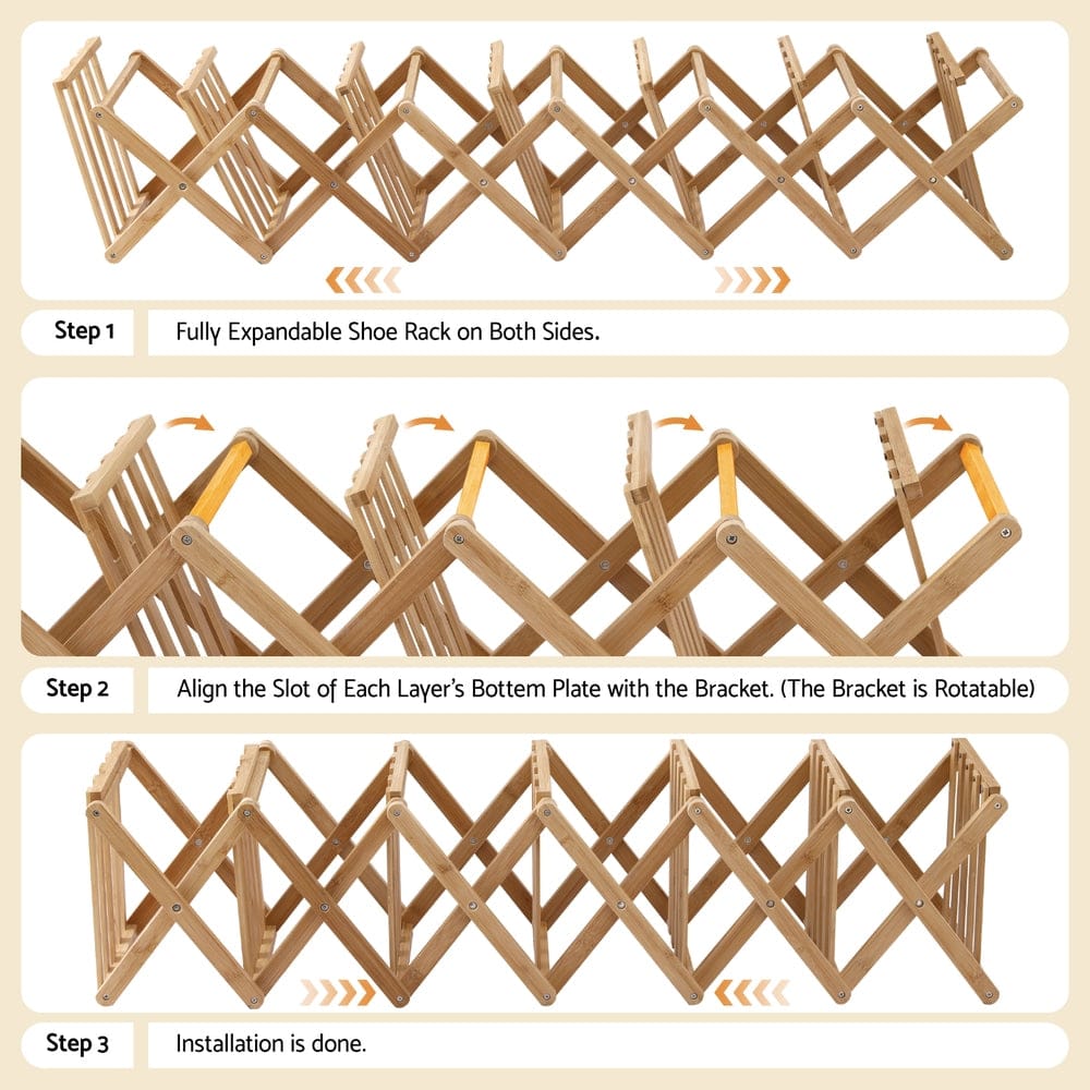 Artiss Furniture > Living Room > Shoe Storage Artiss 7 Tier Bamboo Foldable Shoe Rack Organizer Entryway