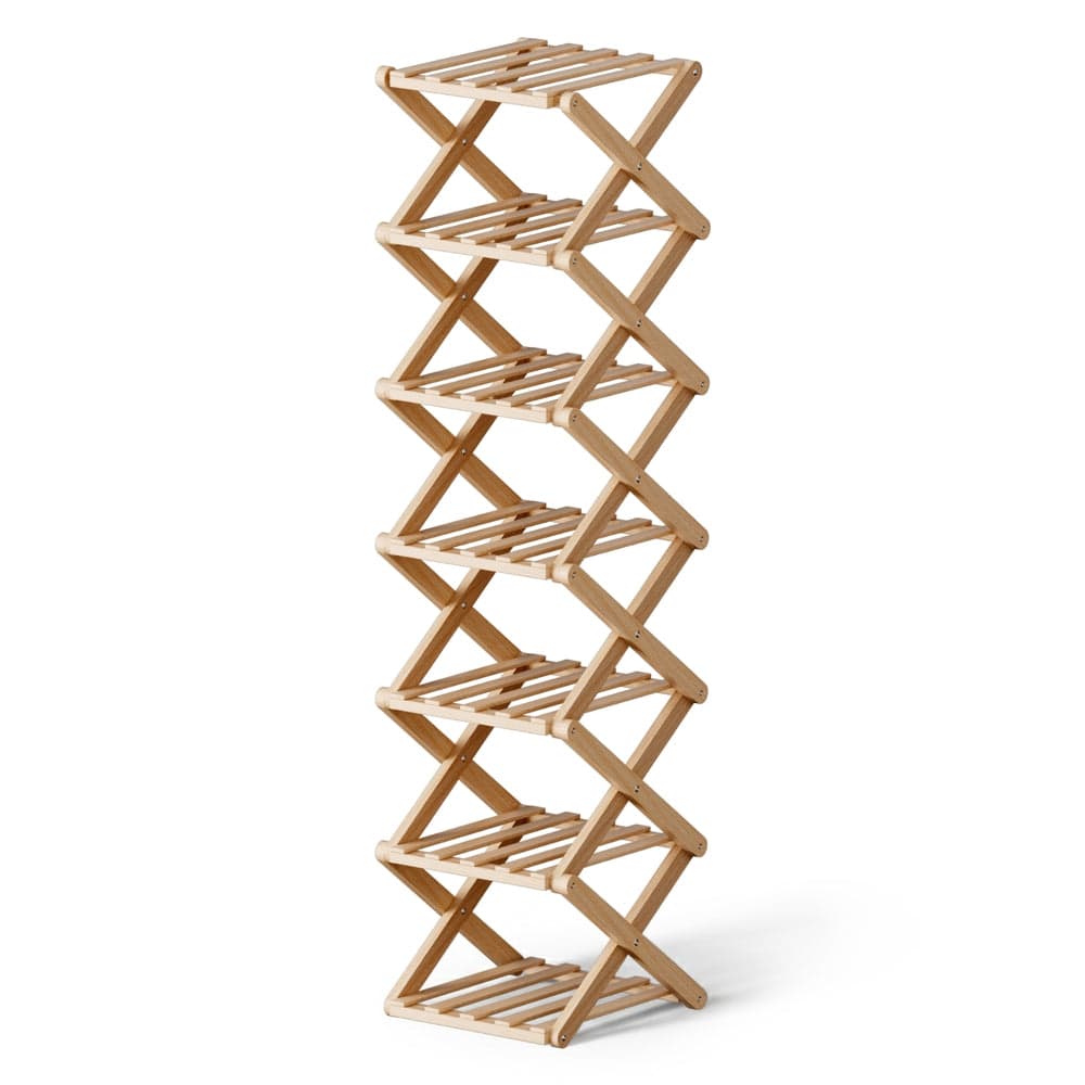 Artiss Furniture > Living Room > Shoe Storage Artiss 7 Tier Bamboo Foldable Shoe Rack Organizer Entryway