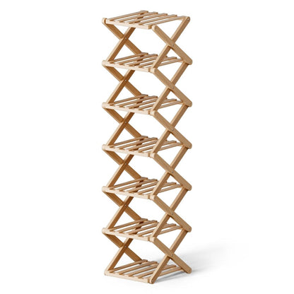 Artiss Furniture > Living Room > Shoe Storage Artiss 7 Tier Bamboo Foldable Shoe Rack Organizer Entryway