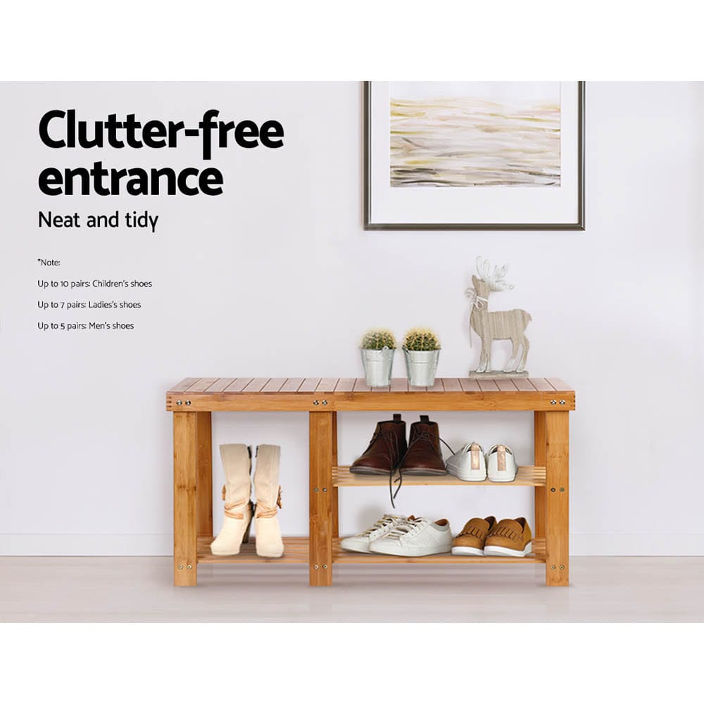 Artiss Furniture > Living Room > Shoe Storage Artiss Bamboo Shoe Rack Bench