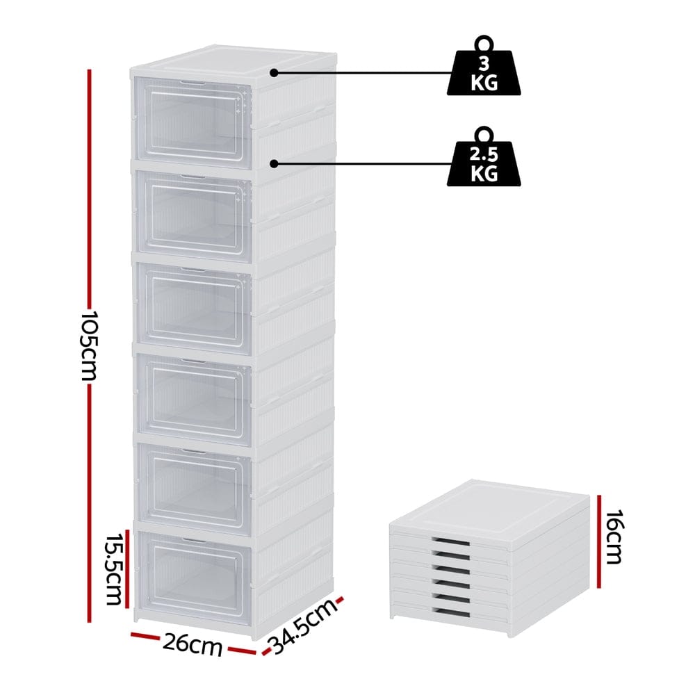 Artiss Furniture > Living Room > Shoe Storage Artiss Foldable Shoe Rack Organizer 6 Tier Storage Shelf Hallway