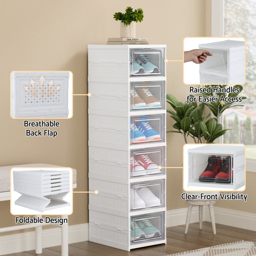 Artiss Furniture > Living Room > Shoe Storage Artiss Foldable Shoe Rack Organizer 6 Tier Storage Shelf Hallway