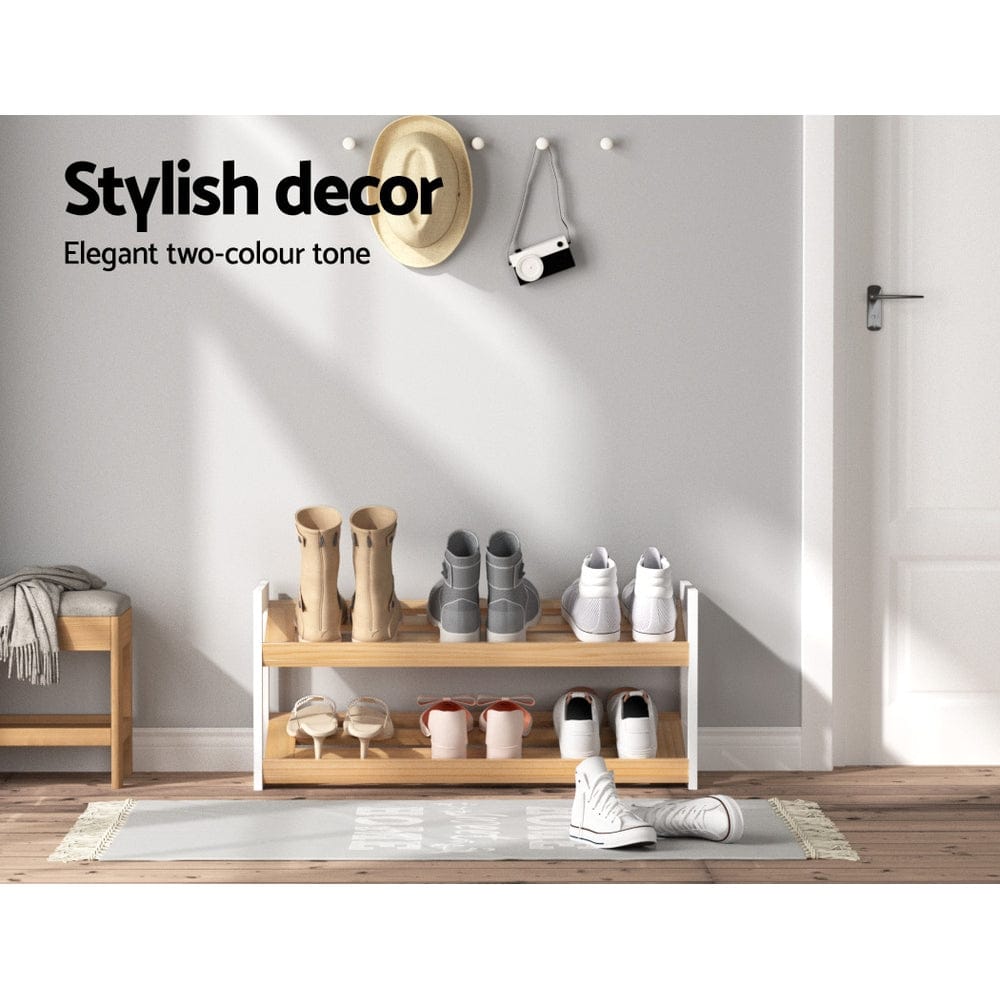 Artiss Furniture > Living Room > Shoe Storage Artiss Shoe Rack 2 Tier 6 Pairs White Kara