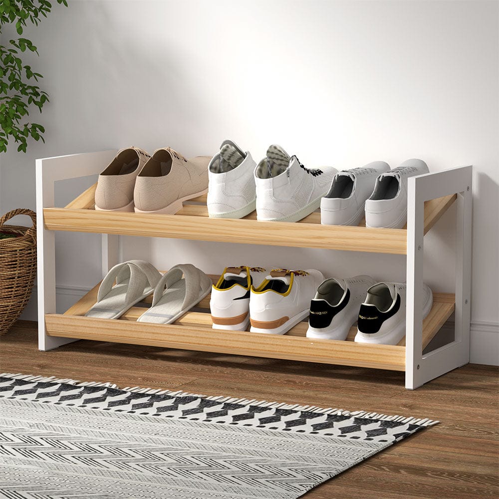 Artiss Furniture > Living Room > Shoe Storage Artiss Shoe Rack 2 Tier 6 Pairs White Kara